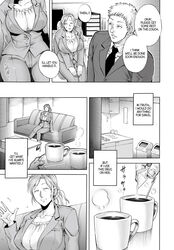 business_attire business_suit business_woman closed_eyes clothed clothed_female clothed_male coffee coffee_mug doujinshi drugged drugging drugs happy hard_translated jyoka office office_lady original ponytail smile suit suit_and_tie tie translated rating:Safe score:8 user:Slowmoguy