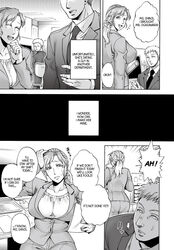 business_attire business_suit business_woman closed_eyes clothed clothed_female clothed_male doujinshi hard_translated jyoka laugh laughing office office_lady original ponytail smile stressed suit suit_and_tie tie translated rating:Safe score:8 user:Slowmoguy