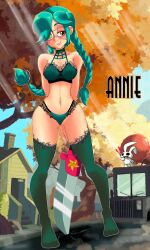  1girls annie_(skullgirls) blush female flat_chest panties small_breasts vicdezart  rating:explicit score: user:bot