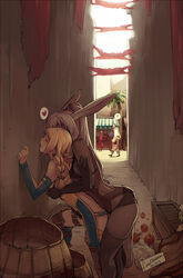 1boy 2girls against_wall alley animal_ears ass blonde_hair bondage braids breast_fondling breast_grab bunny_ears closed_eyes clothed dark-skinned_female dark_skin doggy_style drool faustsketcher female femsub final_fantasy final_fantasy_xii fingering fondling fran from_behind from_behind_position fuck_meat heart human hume implied_fingering interspecies kissing lesbian lesbians lezdom lezsub long_hair male multiple_females nipple_play penelo public restrained sex short_hair silver_hair spoken_heart sweat underwear very_long_hair viera white_hair_female yuri rating:Questionable score:559 user:bedlesbian