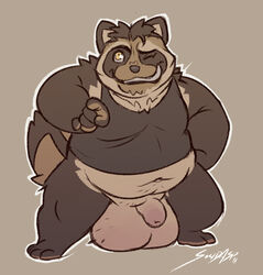  balls big_balls bottomless flaccid hyper hyper_balls male male_only overweight penis solidasp tanuki  rating:explicit score: user:bot