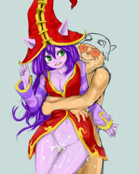 animal_ears blush breasts cum cum_in_pussy green_eyes hat league_of_legends lulu_the_fae_sorceress purple_hair purple_skin riot_games scofa sex teemo yordle rating:Explicit score:19 user:bot