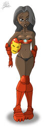 1girls areola_slip armor black_hair black_panties breasts cleavage dark-skinned_female dark_skin female hair hellahellastyle iron_man_armored_adventures large_breasts long_hair looking_at_viewer marvel milf panties roberta_rhodes simple_background solo standing rating:Questionable score:34 user:bot