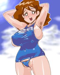 1girls armpit_hair breasts cameltoe crayon_shin-chan fat_mons female female_armpit_hair female_only large_breasts lowres milf misae_nohara mob_face nohara_misae panties pubic_hair solo swimsuit rating:Questionable score:16 user:bot