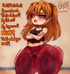 1girls arms_crossed ass asuka_langley_sohryu big_ass blue_eyes bottom_heavy bubble_butt cameltoe clothing dat_ass dialogue dumptruck_ass fat_ass female female_only flat_chest flat_n_thick greatestgori huge_ass indoors large_ass looking_at_viewer musk musk_clouds neon_genesis_evangelion orange_hair outside pants pantylines shortstack solo sweat talking_to_viewer text thick_ass thick_thighs wet wet_clothes wide_hips rating:Questionable score:426 user:Rex_Hollins