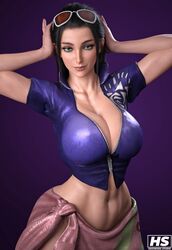 3d big_breasts black_hair blue_eyes cleavage eyewear_on_head female female_only hagiwara_studio highres large_breasts lipstick long_hair looking_at_viewer nico_robin one_piece post-timeskip skirt sunglasses_on_head tagme thick_thighs rating:Questionable score:57 user:Kei101