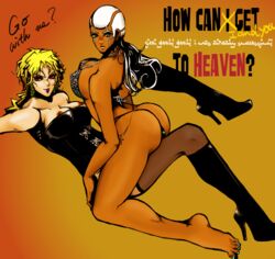 2girls areola babibo breasts cleavage color dio_brando enrico_pucci female female_only high_heel_boots jojo's_bizarre_adventure multiple_females nipples rule_63 stone_ocean vampire voluptuous yuri rating:Explicit score:34 user:bot