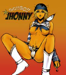 babibo blonde_hair blue_eyes boots breasts candy clothes color ear_piercing female female_only food footwear front_view hair hat johnny_joestar jojo's_bizarre_adventure lollipop looking_at_viewer nipples open_eyes piercing rule_63 skimpy_clothes solo steel_ball_run rating:Explicit score:21 user:bot