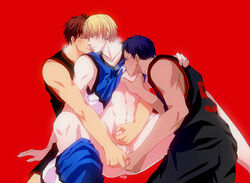 daiki_aomine kuroko's_basketball kuroko_no_basuke male_only ryota_kise tagme taiga_kagami rating:Explicit score:14 user:bot