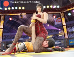 2girls 3d 3d_(artwork) absurd_res anna_williams ass ass_bigger_than_head beaten big_ass big_butt blender bob_cut brown_hair catfight choking dominant dominant_female domination dominatrix female female_domination femdom headscissor headscissors helpless high_heels highres jvfemdom leg_lock leglock legs ling_xiaoyu looking_at_another looking_down looking_pleasured nylons pantyhose pinned pinned_down red_high_heels reverse_headscissors sadism sadistic scissorhold scissoring short_hair smirk smirking squeezing submission submissive tekken tekken_7 thick_thighs thigh_grab thighs tight_clothing twintails yuri rating:Questionable score:16 user:Jvfemdom