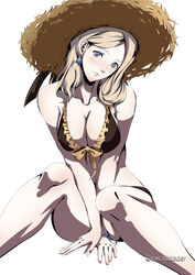 1girls alternate_costume artist_name bead_bracelet beads bikini blonde_hair blue_eyes blush bracelet breasts brown_bikini brown_swimsuit cleavage earrings excaliblader female female female_only fire_emblem fire_emblem:_three_houses fire_emblem_heroes frilled_bikini frills hat highres jewelry long_hair looking_at_viewer mercedes_von_martritz mercedes_von_martritz_(summer) nintendo official_alternate_costume solo straw_hat swimsuit white_background rating:Questionable score:23 user:kris923