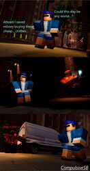  3d 3males city city_background compulsivesb flirting male_only males_only roblox roblox_avatar roblox_background robloxian self_upload stalker tagme white_van  rating:explicit score: user:compulsivesb