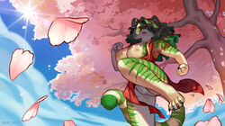  1girls anthro big_breasts big_nipples breasts claws female fighting_stance furry green_eyes green_hair kicking koks_uker looking_at_viewer outdoors panties tiger tiger_girl tongue  rating:explicit score: user:koks_uker