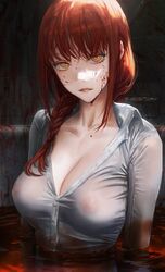 blood breasts chainsaw_man collared_shirt etama_quomo gold_eyes golden_eyes looking_at_viewer makima_(chainsaw_man) red_hair see-through see-through_clothing see-through_shirt see-through_top solo solo_female solo_focus yellow_eyes rating:Explicit score:21 user:Romulan_Ale