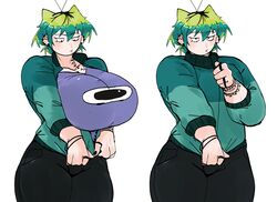  alien_girl ass_bigger_than_head big_ass big_breasts ear_piercing green_hair huge_breasts jeans roach rochi rochi(rrrroch1) rrrroch1 taller_girl tattoo tomboy  rating:explicit score: user:user4032024