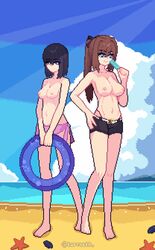  animated aozaki_aoko beach breasts female gif idle_animation kuonji_alice mahou_tsukai_no_yoru pixel_art raptorbr topless topless_female type-moon  rating:explicit score: user:ilovemash42