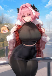 1girls ai_generated astolfo_(fate) bare_arms bare_legs bare_shoulders bare_thighs big_breasts blush clothed clothing color fate/grand_order fate_(series) female female_focus female_only hi_res large_breasts light-skinned_female light_skin lord_tsunoko pink_hair purple_eyes rule_63 short_hair solo solo_female tagme thick_thighs rating:Explicit score:199 user:Gigiti