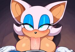 1boy 1boy1girl :>= ai_generated blowjob fellatio female furry looking_at_viewer mullon novelai oral pov rouge_the_bat sloppy sonic_(series) sonic_the_hedgehog_(series) straight rating:Explicit score:105 user:Mullon