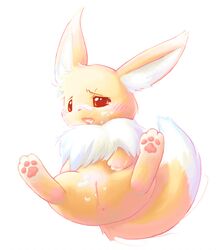 3_toes anus blush colored cum eevee female female_only front_view fur furry_ears furry_tail nude open_eyes open_mouth orange_fur paws pointy_ears pokémon_(species) pokemon pussy red_eyes solo tail uncensored vulva white_background white_fur rating:Explicit score:7 user:bot