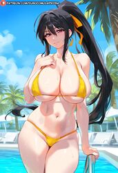  1girls ai_generated akeno_himejima bikini dclp high_school_dxd huge_breasts standing  rating:explicit score: user:dur1n