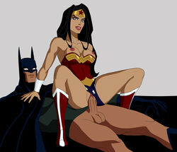 1boy 1girls areola batman batman_(series) black_hair blue_eyes breasts breasts_out cape costume dc dc_comics dcuaom erect_nipples erect_penis erection female human justice_league long_hair looking_at_viewer male mask medium_breasts mistermultiverse nipples no_bra no_panties penis reverse_cowgirl_position sex smile straight superman/batman:_apocalypse testicles thighs vaginal_penetration wonder_woman wonder_woman_(series) rating:Explicit score:124 user:mantel91