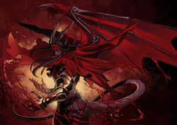  blood final_fantasy final_fantasy_vii glassshard red tagme tail vincent_valentine wings  rating:safe score: user:bot