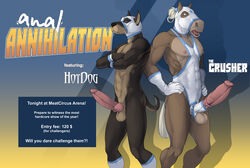 abs anthro balls canine canine_penis cock_ring duo equine furry horse interspecies knot male male_only masks multiple_males muscles nipples nude pecs penis standing twinkle-sez wrestling rating:Explicit score:22 user:bot