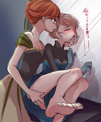 2girls anna_(frozen) barefoot blonde_hair blush brown_hair closed_eyes disney disney_princess dress elsa_(frozen) feet female female_only finger_in_mouth fingering frozen_(film) green_eyes human incest kokuchuutei multiple_females open_mouth pussy pussy_juice rough_sketch siblings sisters tears yuri rating:Explicit score:243 user:bot