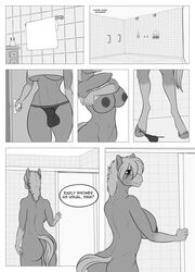 1futa anise anthro areola balls bathroom big_breasts breasts comic dialogue english_text equine freckles_(artist) fully_sheathed fur furry futa_only futanari horse intersex nipples nude sheath sheath_outline shirt solo solo_futa speech_bubble tank_top text underwear rating:Explicit score:30 user:bot