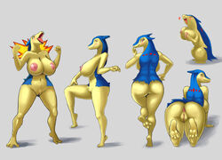 all_fours anthro anthrofied anus ass backboob big_breasts blush breast_grab breasts closed_eyes female feral fur furry furry_only heart hi_res huge_breasts ipan large_breasts looking_at_viewer looking_back navel nintendo plain_background pokémon_(species) pokemon pose presenting presenting_anus presenting_hindquarters presenting_pussy pussy rear_view red_eyes sideboob solo thick_thighs typhlosion video_games rating:Explicit score:33 user:bot