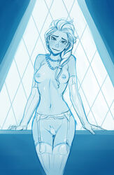 1girls biting_lip braid breasts bridal_gauntlets disney elsa_(frozen) female female_only frozen_(film) garter_belt garter_straps hair human incase monochrome navel necklace nipples nude pubic_hair pussy rough_sketch solo standing window rating:Explicit score:232 user:serieux