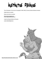 anthro anthrofied batman:_the_animated_series batman_(series) blonde_hair blush bound breasts catwoman_(dcau) closed_eyes comic dc dc_comics dcau english_text feline female hair hug licking locofuria male mammal monochrome nude orange_hair pia-sama plain_background pussy selina_kyle spanish_text text tongue tygrus_(character) werecat werecat_selina white_background rating:Explicit score:3 user:bot