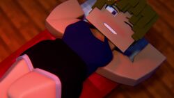  3d ass_focus blender3d blender_(software) blender_cycles blush butt_focus enigma_zxc flushed laying_down laying_on_bed looking_at_viewer minecraft original_character smile  rating:questionable score: user:bot