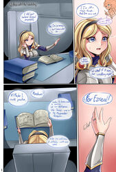 1girls blonde_hair blue_eyes comic english_text female geks interspecies large_breasts league_of_legends league_of_legends:_wild_rift light-skinned_female luxanna_crownguard page_1 speech_bubble tagme virgin rating:Explicit score:103 user:Papi_Alistar