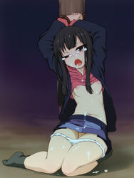 1girls after_rape after_sex arms_up black_hair blush bondage bound_wrists breasts brown_eyes censored clothed clothed_rape clothing color cum cum_in_mouth cum_in_pussy cum_inside female highres human imminent_rape kneeling kurebayashi_yuzuki legs_together long_hair nipples no_bra no_panties no_underwear open_clothes open_mouth panties panty_pull partially_clothed partially_undressed pussy restrained rope selector_infected_wixoss shirt_lift skirt skirt_lift small_breasts solo takeda_yukimura tears underwear rating:Explicit score:103 user:bot