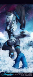 2014 anthro ass blue_eyes breasts canine clothing female hair long_hair mammal nipples pants pussy shirt smile solo tofu93 undressing white_hair rating:Explicit score:11 user:bot