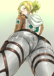 1girls anger_vein annie_leonhardt anus ass attack_on_titan big_ass blonde_hair blue_eyes butt cum cum_on_ass dat_ass female female_only fully_clothed hoodie jeans looking_at_viewer looking_back looking_down panties_visible_through_clothing pantylines pov_ass sen_(fisheep0320) shingeki_no_kyojin skin_tight skirt solo thighs tied_hair tight_jeans tight_pants viewed_from_below rating:Explicit score:589 user:bot