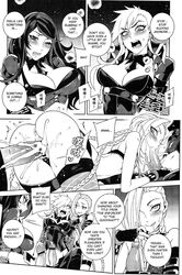 3girls ahe_gao anal anus arms_behind_back between_breasts black_and_white blush bondage braid breasts caitlyn_kiramman chains cleavage comic cum cum_in_mouth cum_in_pussy dickgirl domination double_penetration doujin english erection fellatio female female_on_futa femdom femsub futa_on_female futanari futasub hair_over_one_eye hirame incest intersex jinx_(league_of_legends) league_of_legends licking_lips monochrome multiple_girls multiple_subs navel necktie necktie_between_breasts officer_caitlyn officer_vi oral penetration penis police policewoman pussy robots sisters twin_braids vi voluptuous wink rating:Explicit score:150 user:twilight-jester