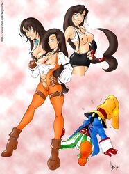 3girls breasts female final_fantasy final_fantasy_ix final_fantasy_vii final_fantasy_viii garnet_til_alexandros_xvii human kayworld rinoa_heartilly straight_hair tifa_lockhart vivi_ornitier rating:Explicit score:18 user:bot