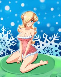 1girls barefoot big_breasts bimbo blonde_hair blue_eyes breasts busty cleavage feet female female_only hair_over_one_eye hands huge_breasts human kneeling large_breasts mario_(series) navel nightgown nintendo princess_rosalina pussy rapeable sigurdhosenfeld sitting smile solo wariza rating:Explicit score:131 user:bot