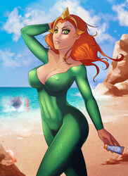 1girls aquaman_(series) beach beige_skin bodysuit breasts cameltoe cleavage clothing day dc erect_nipples female female_only green_bodysuit hair jpeg large_breasts mera ninjakitty nipple_bulge orange_hair outdoors red_hair tight_clothing walking rating:Safe score:70 user:punkmaster