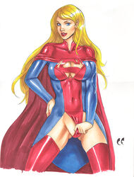 1girls blonde_hair blue_eyes breasts busty cape chris_foulkes cleavage cleavage_cutout dc female female_only large_breasts lipstick long_hair makeup red_thigh_boots shaved_pussy smile solo straight_hair supergirl superheroine superwoman thigh_boots thighhigh_boots voluptuous white_background rating:Questionable score:46 user:Jasper99