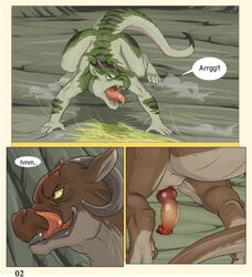 2boys ark_warrior comic dragon erection feral furry furry_only imminent_rape licking_lips male male_only no_humans penis scalie yaoi rating:Explicit score:13 user:bot