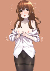 blush brown_eyes brown_hair bulge embarrassed femboy flustered girly inuhasiru long_hair male my_wife_is_a_man nipples open_mouth panties pantyhose shirt shirt_down solo standing trap trap_wife undressing yuki_(my_wife_is_a_man) rating:Questionable score:106 user:chooped