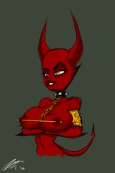  2:3 areola big_breasts breasts demon erect_nipples female humanoid nipple_piercing nipples not_furry piercing simple_background solo zevirem  rating:questionable score: user:bot