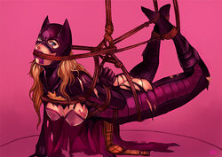 angry ass batgirl batgirl_(stephanie_brown) batman_(series) bondage bra breasts cape dc dc_comics dubious_consent erect_nipples female gag gagged hanging_breasts hogtie kachima mask medium_breasts nipples pokies solo stephanie_brown suspended suspended_in_midair suspension tagme tear torn_clothes rating:Questionable score:127 user:bot