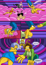 4_panel_comic aged_up alternate_breast_size amy_wong ass black_hair blue_hair breasts brown_hair clothing comic crossover dialog edna_krabappel english_text female full_color futurama hair hentai_foundry human kogeikun large_breasts lisa_simpson marge_simpson multiple_females selma_bouvier text the_simpsons the_simpsons_into_the_multiverse_#1 turanga_leela rating:Questionable score:80 user:a3xsfi