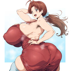 ai_generated armpit_hair big_ass big_nipples bonno brown_eyes brown_hair delia_ketchum_(pokemon) erect_nipples female_armpit_hair gigantic_breasts hairy_armpits huge_breasts mature_female milf panties_visible_through_clothing pokemon ponytail red_dress thick_thighs rating:Questionable score:186 user:TheBigTurtle