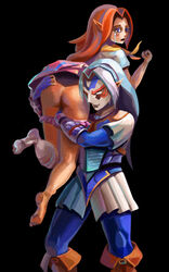 1boy 1girls anu17ta ass black_background blue_eyes blush bottomless brown_hair carrying clothing cremia crying deity dress fierce_deity fierce_deity_armor fierce_deity_boots fierce_deity_link fierce_deity_mask hero_of_time hylian link long_hair majora's_mask panties shoulder_carry terminan_hylian the_legend_of_zelda rating:Questionable score:36 user:Freezer88