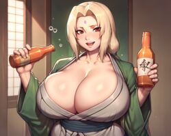 ai_generated alcohol cleavage drinking drunk imminent_sex looking_at_viewer massive_breasts naruto naruto_(series) smogai tsunade rating:Explicit score:95 user:SmogPopAI